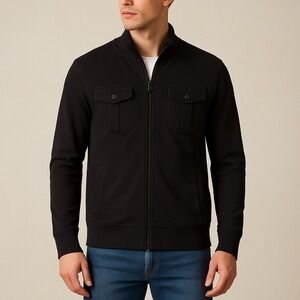 Hydrogen Black Full Zip Jacket Men's XL Cotton Utility Pockets Y2K Streetwear